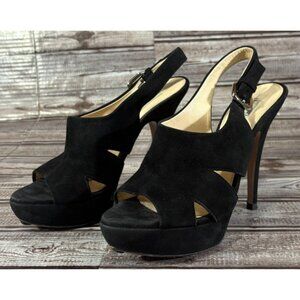 PRADA Suede High Platform Heels Strap and Open Toe Sz 35.5 EU 5.5 US color black